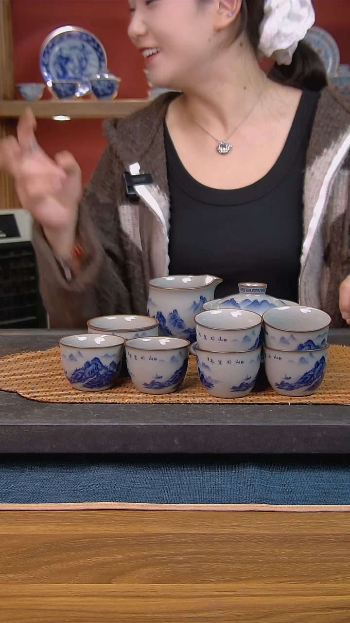 诚*简装家用款9件套 老陶泥开片纹陶瓷茶具