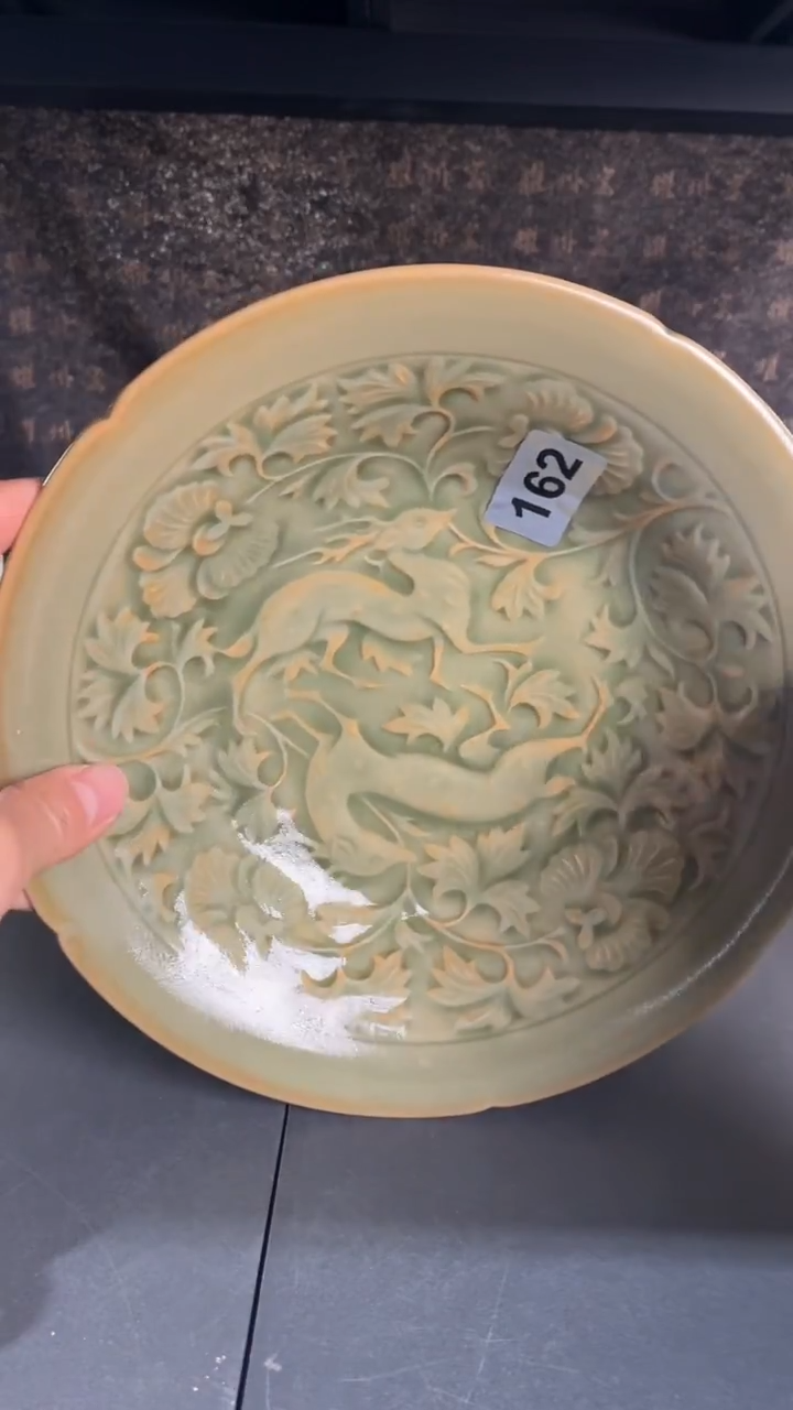 耀州窑仰山双鹿盘微瑕162