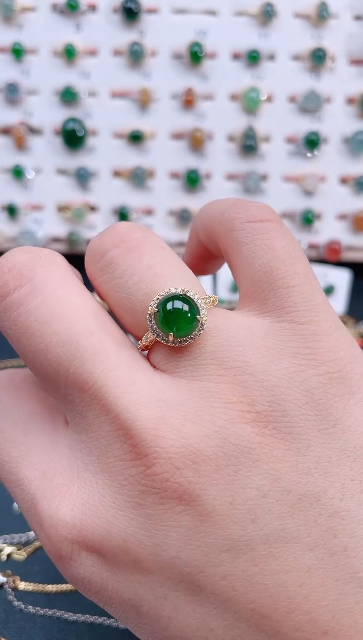 银S925镶嵌戒指翡翠天然翡翠