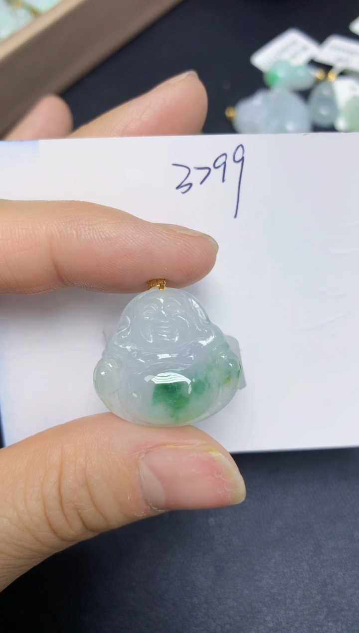 【闪购商品】翡翠挂件18K金镶嵌 天然翡翠A货