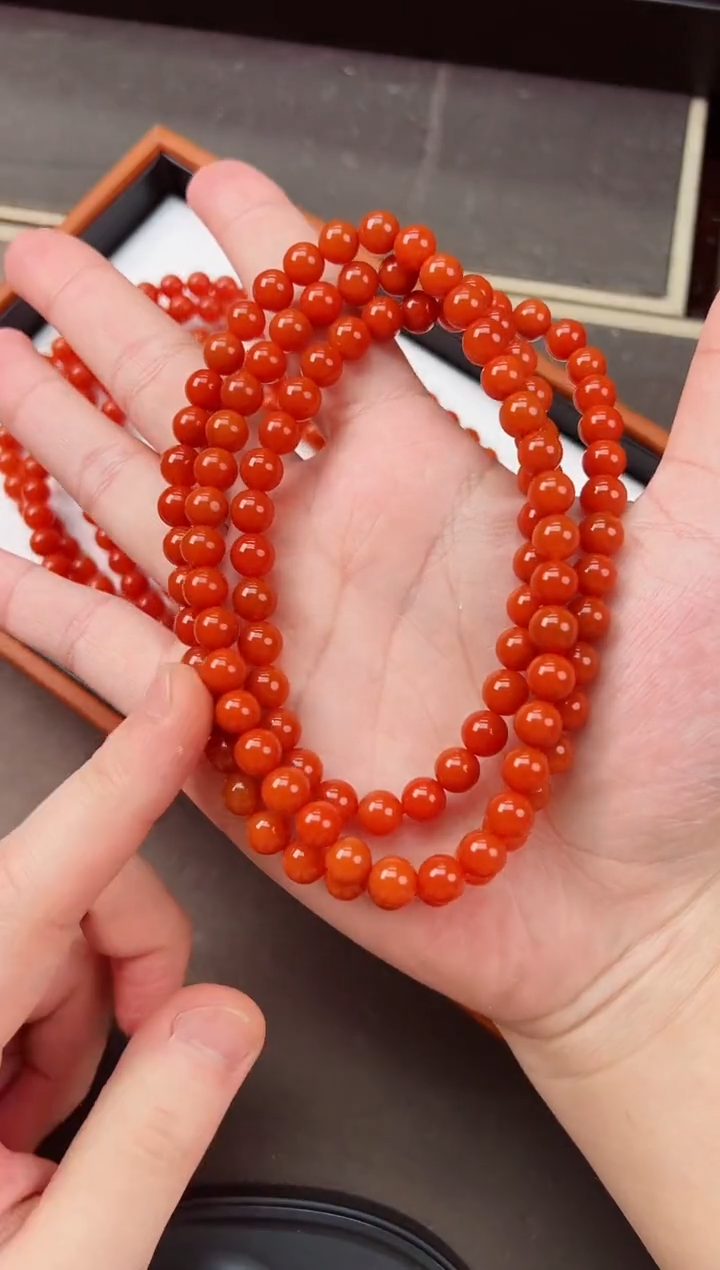 【闪购商品】南红玛瑙长串未镶嵌阿东寨亮光高高品7+一条