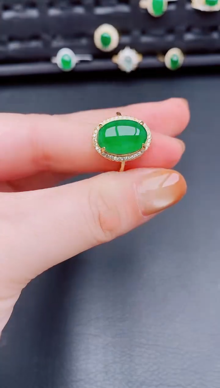 【闪购商品】翡翠戒指银S925镶嵌天然a货翡翠303