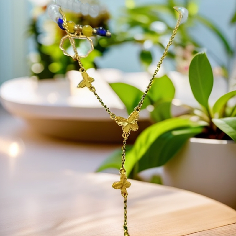 丹凤高奢--三只蝴蝶流苏项链D01DH