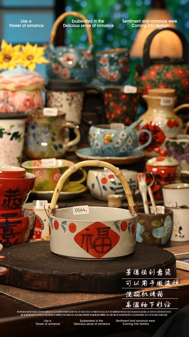 陶瓷景德镇高温釉下彩手工手绘款式@A0564@