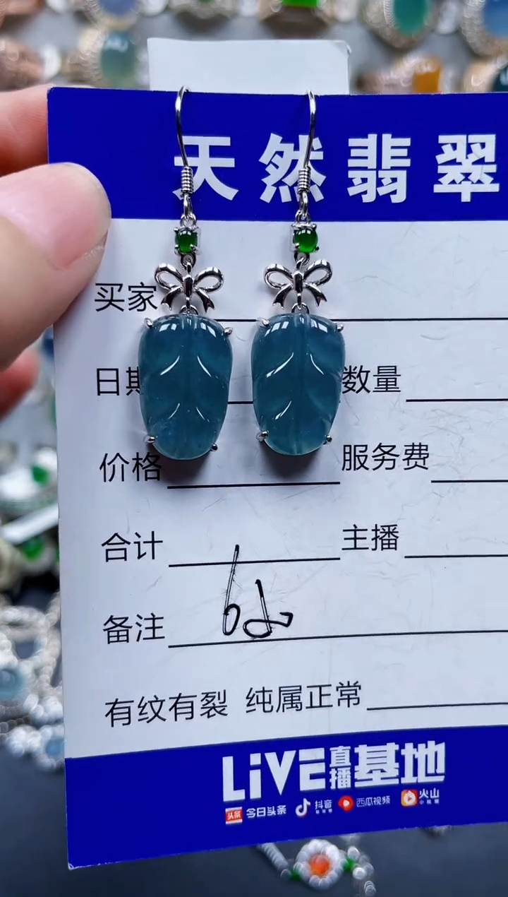 银S925镶嵌翡翠耳饰650