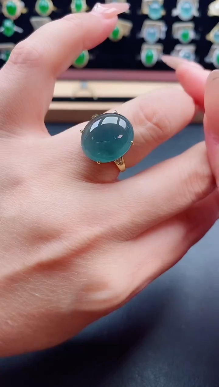 银S925镶嵌戒指翡翠1