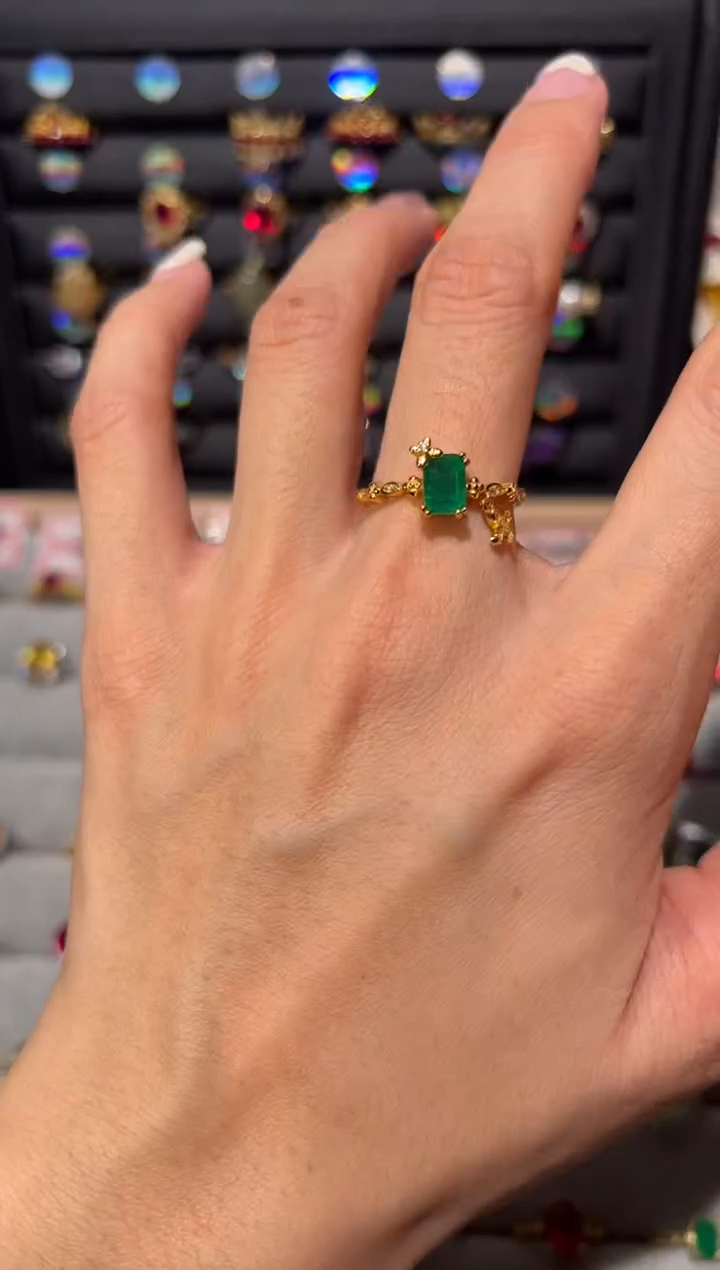 【闪购商品】祖母绿戒指银S925镶嵌4153451312