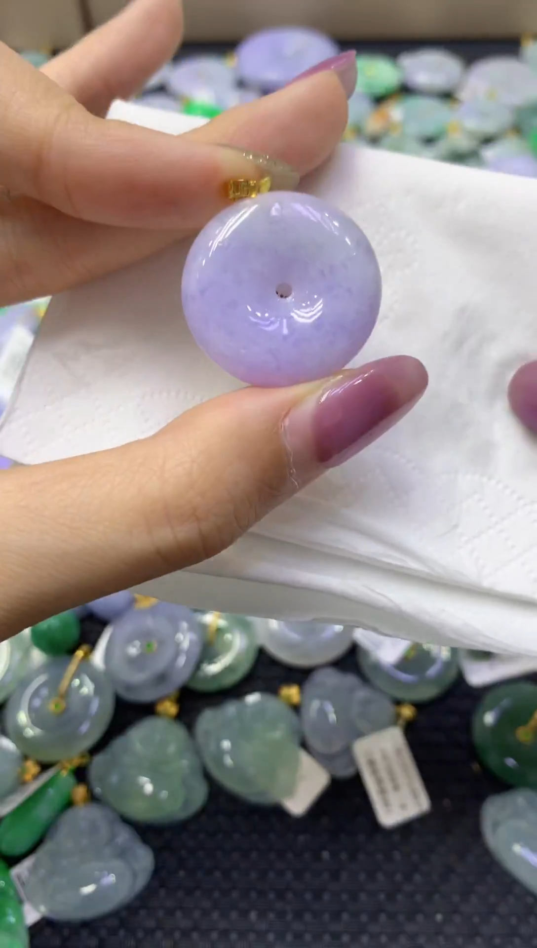 颈饰18K金镶嵌翡翠天然缅甸翡翠A货