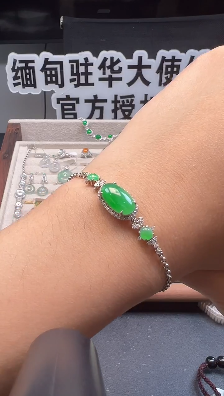 18K金镶嵌手链翡翠 缅甸珠宝严选