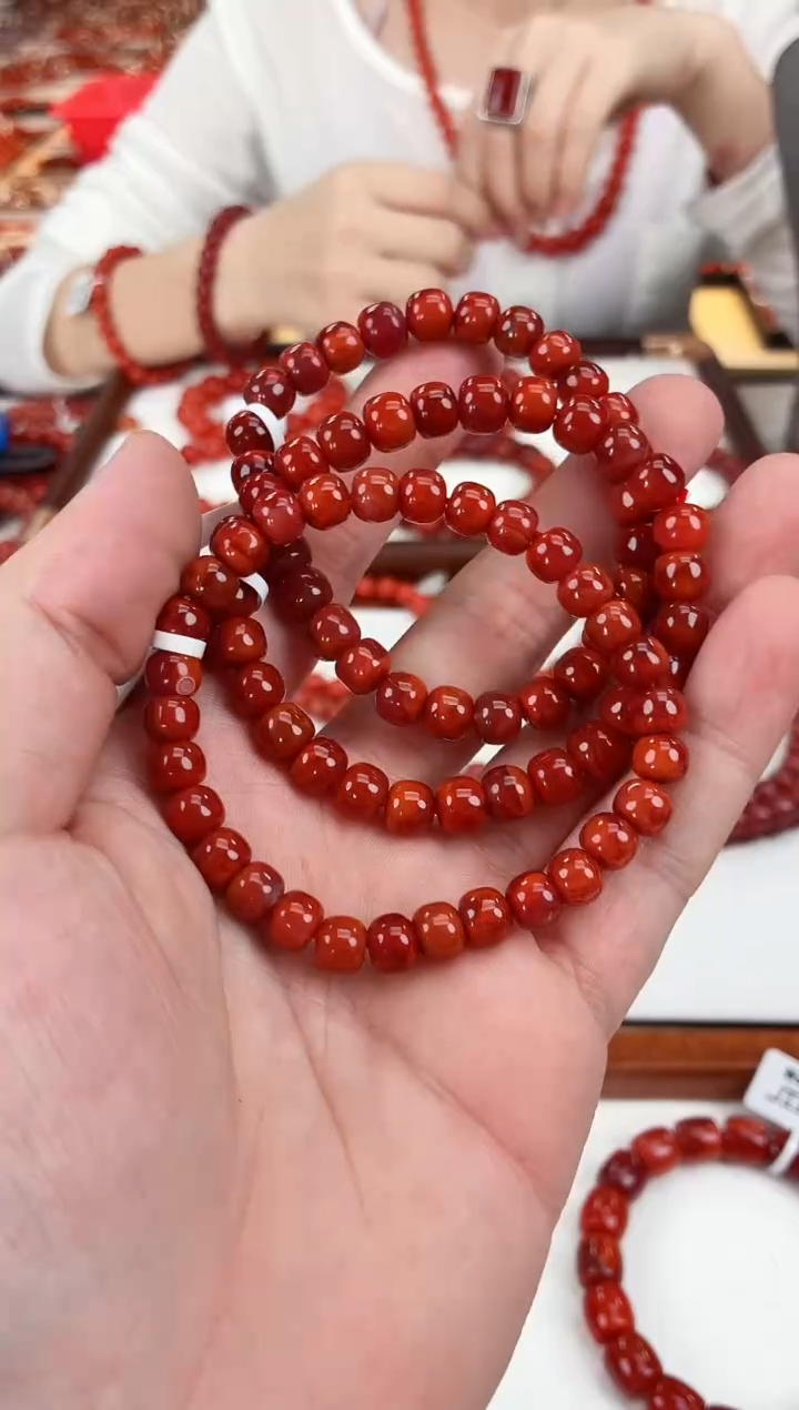 南红玛瑙瓦西老型手串7+未镶嵌（多样式发其一）