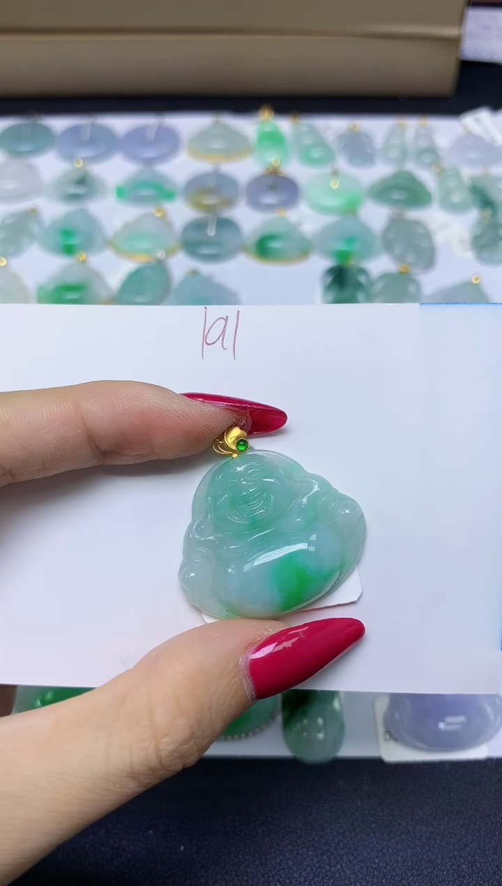 颈饰18K金镶嵌翡翠天然缅甸A货翡翠百元以上9元证书费自理