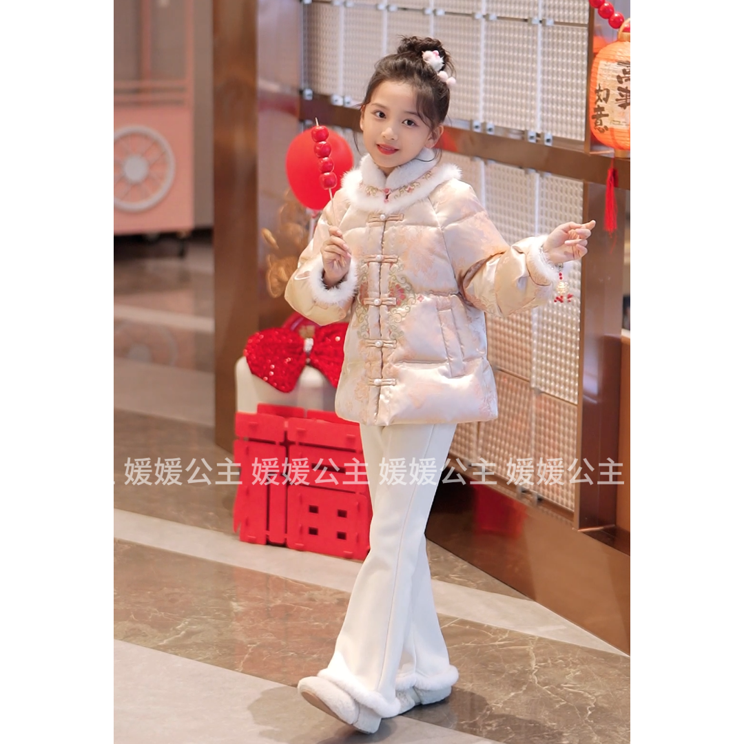 媛媛公主2025冬女童中大童萌娃国风气质羽绒服15415R392
