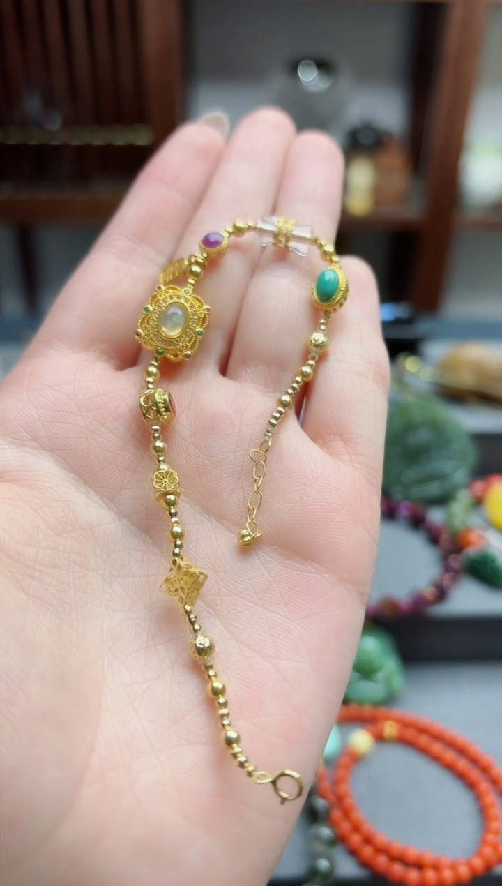 【闪购商品】欧泊手链18K金镶嵌18k金欧泊多宝手链*1 ZX