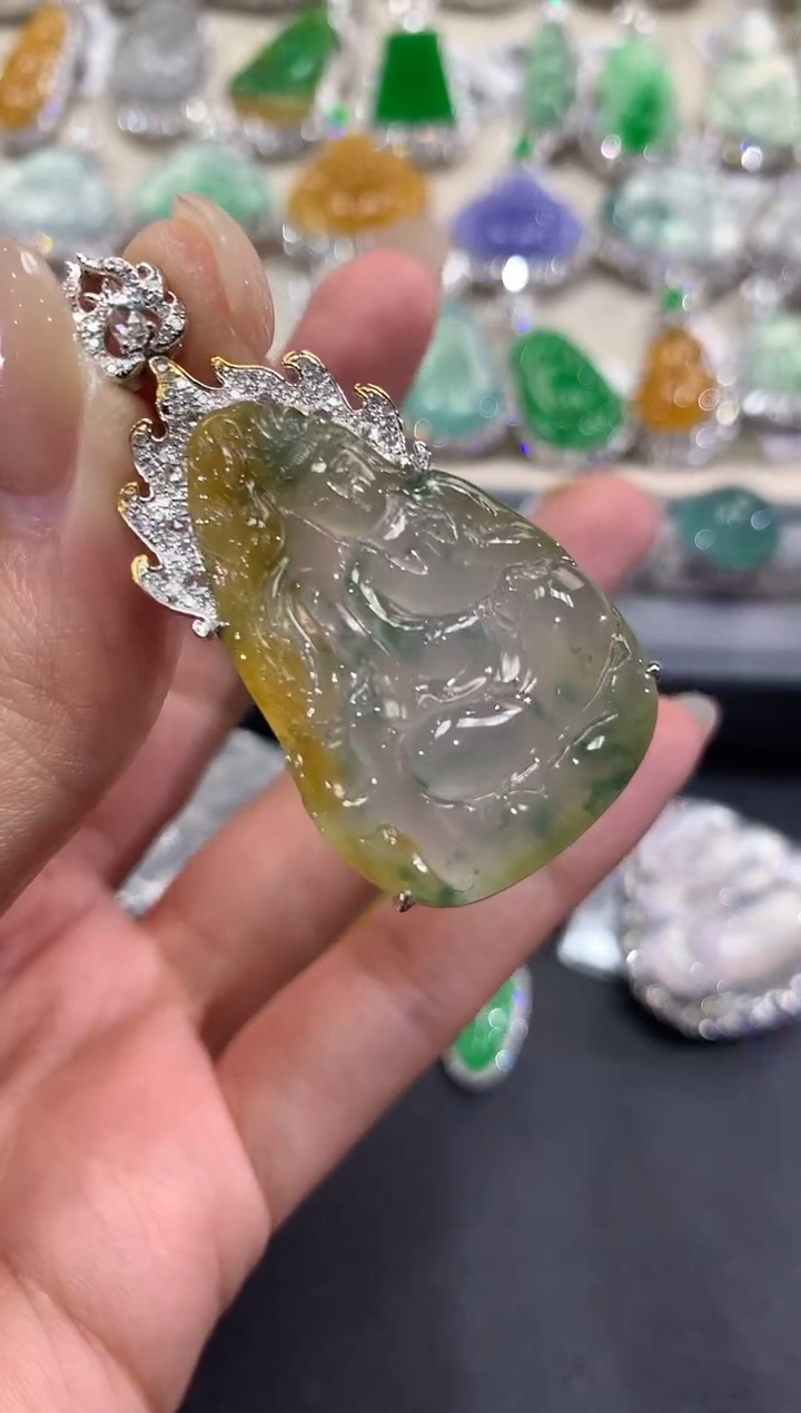 【闪购商品】翡翠吊坠(不含链)18K金镶嵌w129    