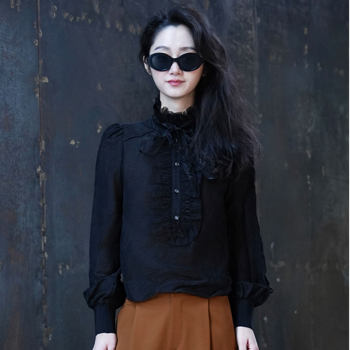 AMASS/阿玛施【新款】高级款精致复古宫廷风纯色衬衫5301033