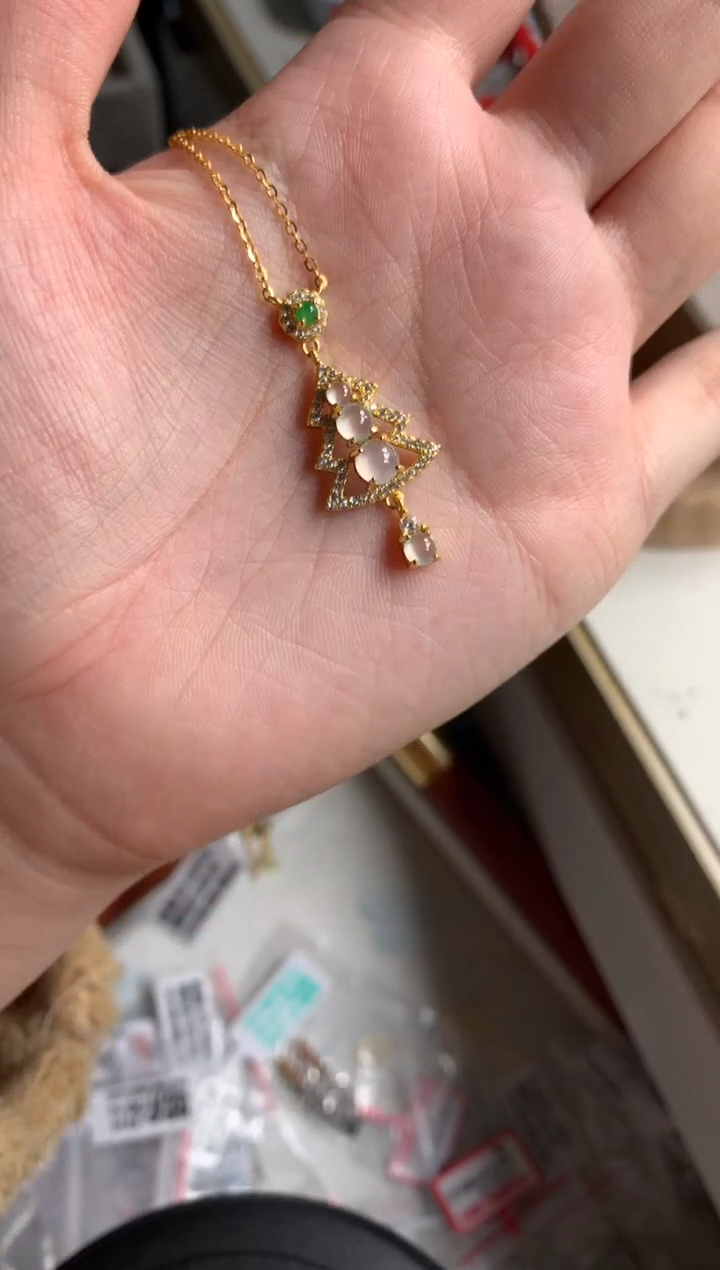 银S925镶嵌戒指翡翠项链3