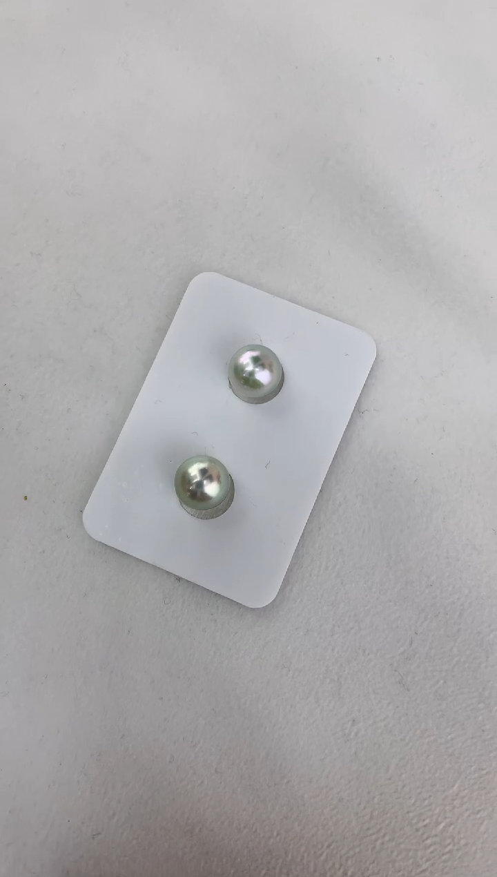 【闪购商品】海水珍珠耳饰18K金镶嵌ss真多麻级8.5-9素钉