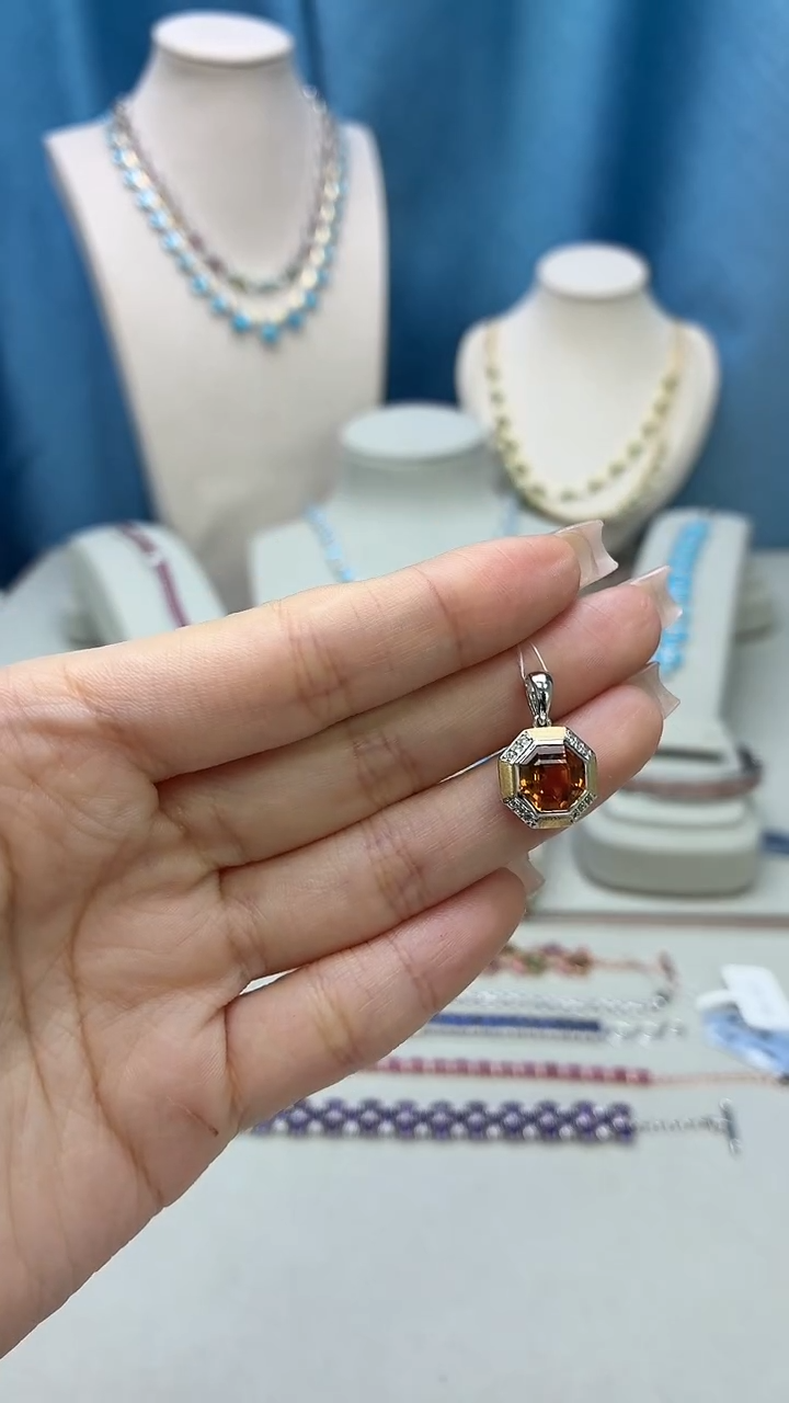 吊坠(不含链)银S925镶嵌黄晶369BJ1209产品一个（多样性）