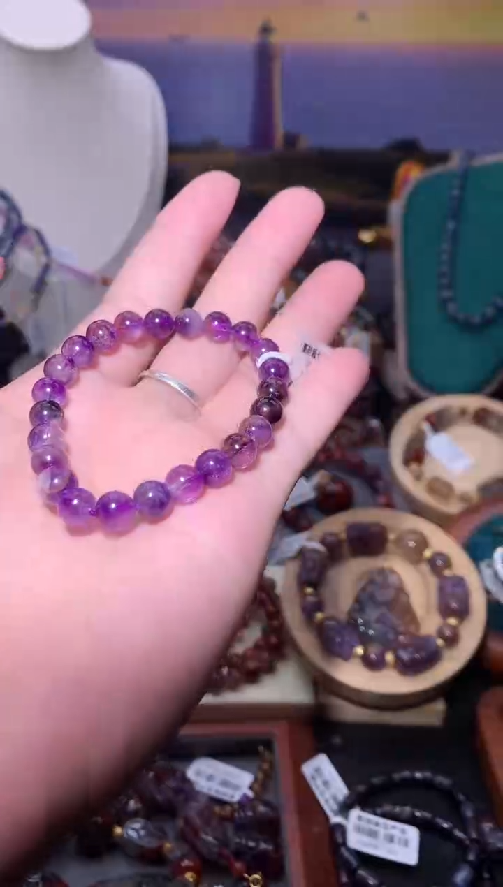 未镶嵌珠宝半成品水晶紫超七手串