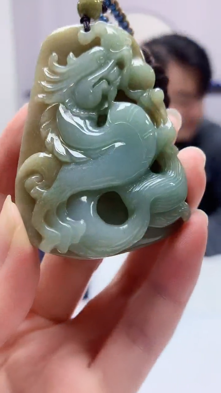 【闪购商品】定制翡翠未镶嵌5060zm-毛货挂件龙牌38