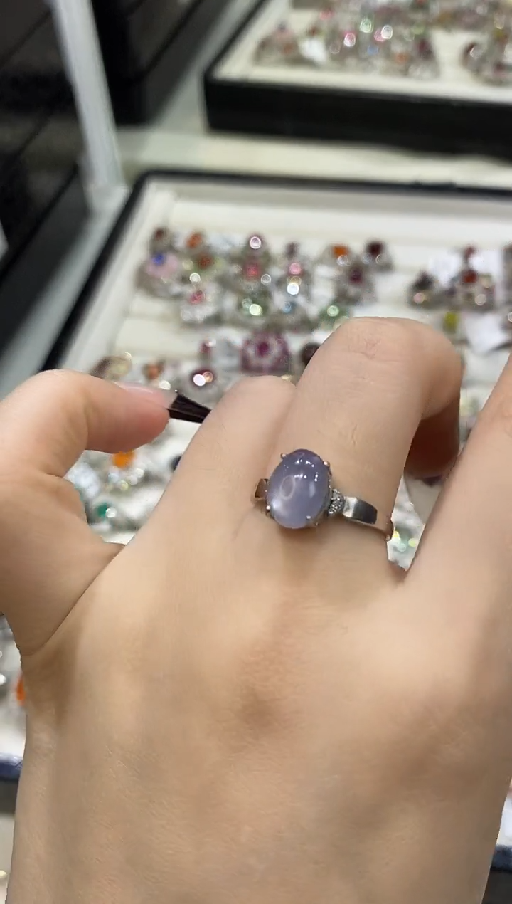 银S925镶嵌戒指定制蓝宝石楚楚珠宝中古甄选不退换