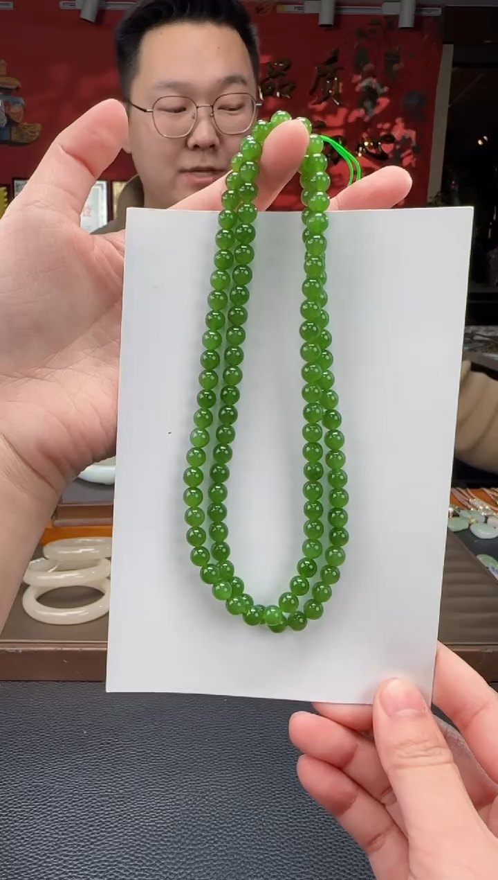 【闪购商品】和田玉颈饰未镶嵌碧玉108颗多圈卡6