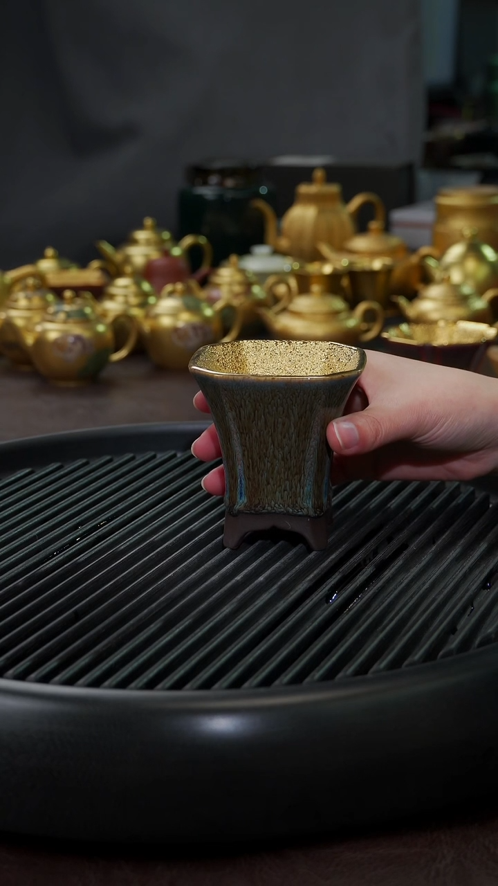 【闪购商品】杯【宜景窑天目釉青釉鎏金】帝王盏