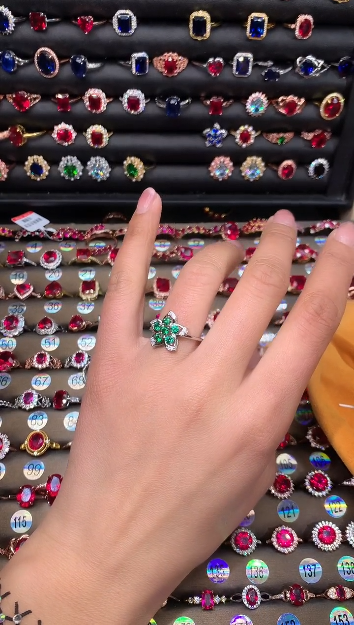 【闪购商品】透辉石戒指银S925镶嵌1