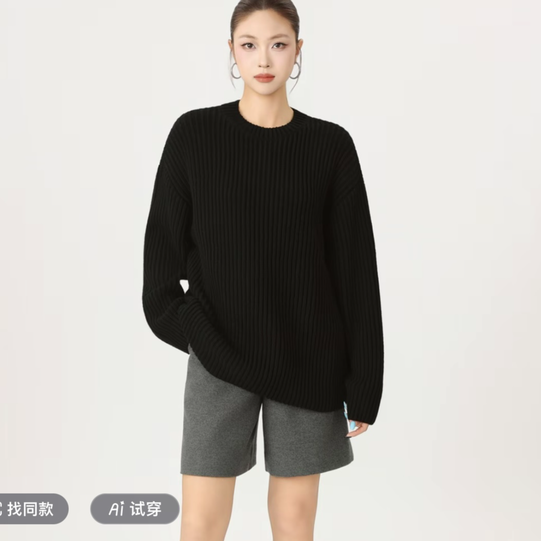 AMASS/阿玛施【绵羊毛+羊绒】秋冬慵懒感坑条保暖套头针织衫538105