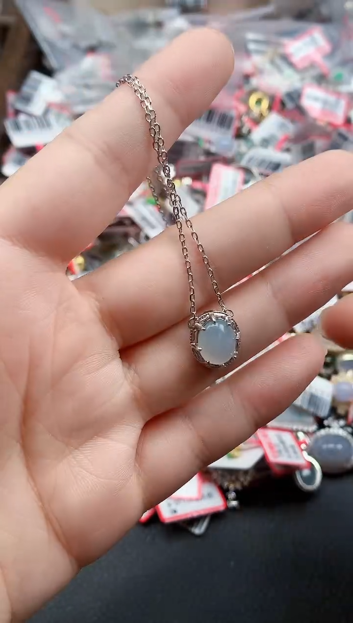 银S925镶嵌戒指翡翠天然A货缅甸翡翠