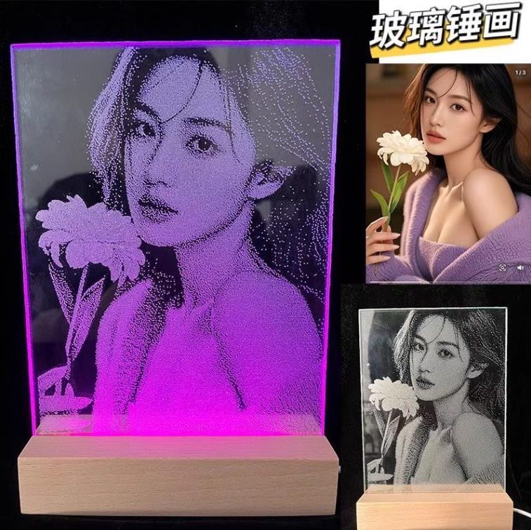 【保时效包邮】定制照片锤子画玻璃画情人节生日情侣纪念日礼品