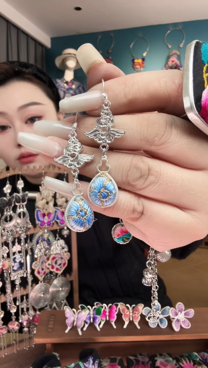 刺绣纯手工民族风刺绣耳环