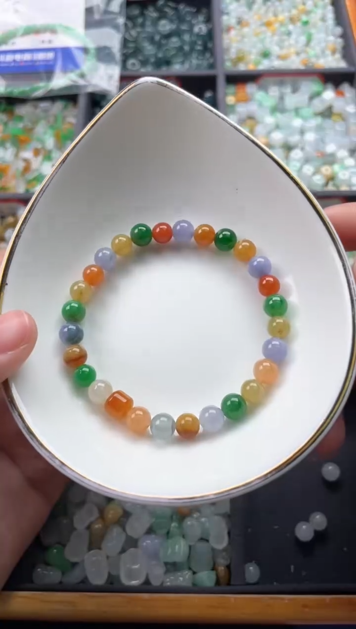 翡翠未镶嵌颈饰翡翠圆珠手串