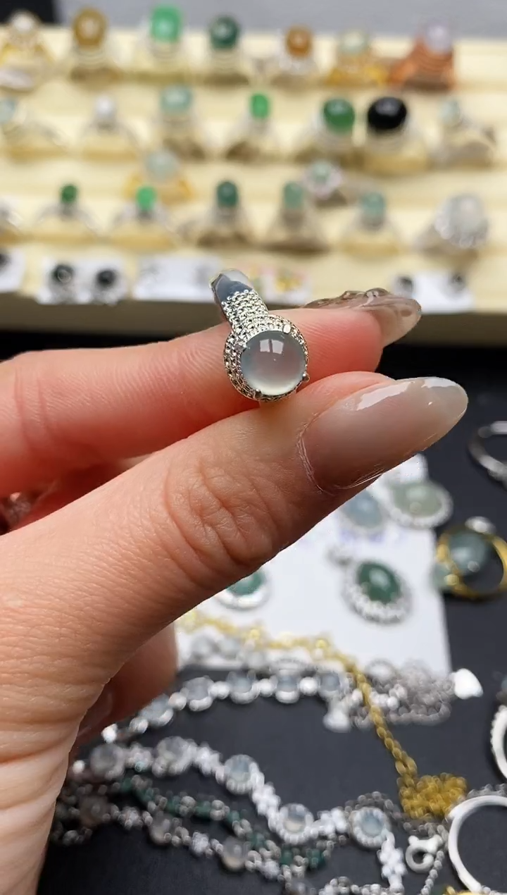 【闪购商品】翡翠戒指未镶嵌缅甸翡翠4  9+10