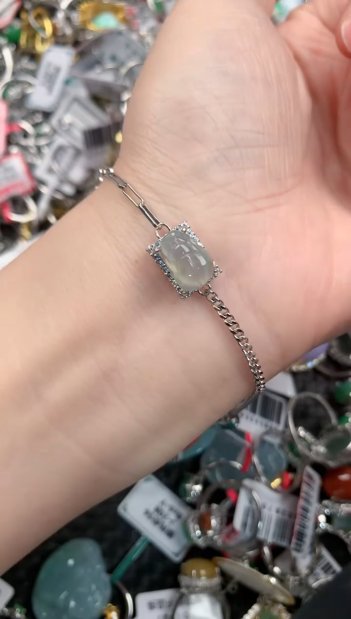 银S925镶嵌戒指翡翠66---8