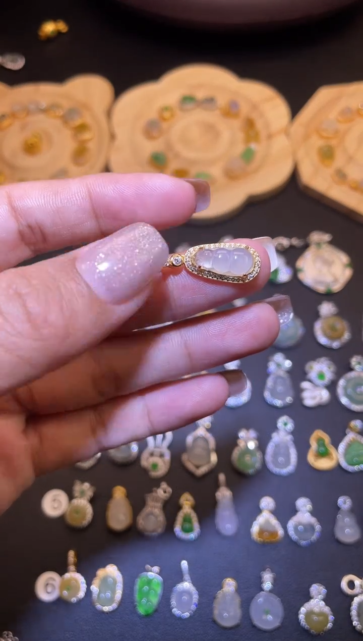 吊坠(不含链)银S925镶嵌翡翠1