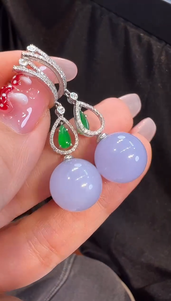 【闪购商品】翡翠耳饰18K金镶嵌耳饰