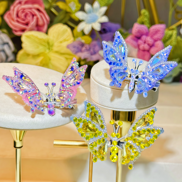 会动的蝴蝶发夹原创设计女少女风鸭嘴夹公主发卡复古轻奢百搭发饰