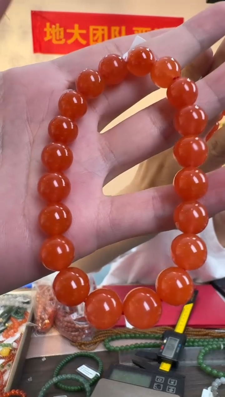 南红玛瑙手串未镶嵌南红圆珠单圈手串10-10.5mm