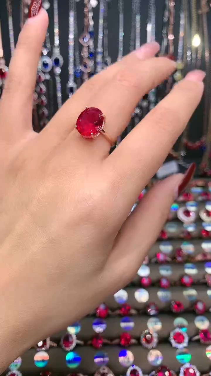 【闪购商品】红宝石戒指银S925镶嵌10.12玫瑰金