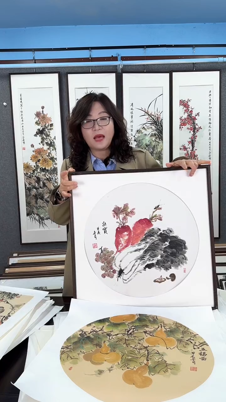 【闪购商品】国画实木装裱  白菜 60*60