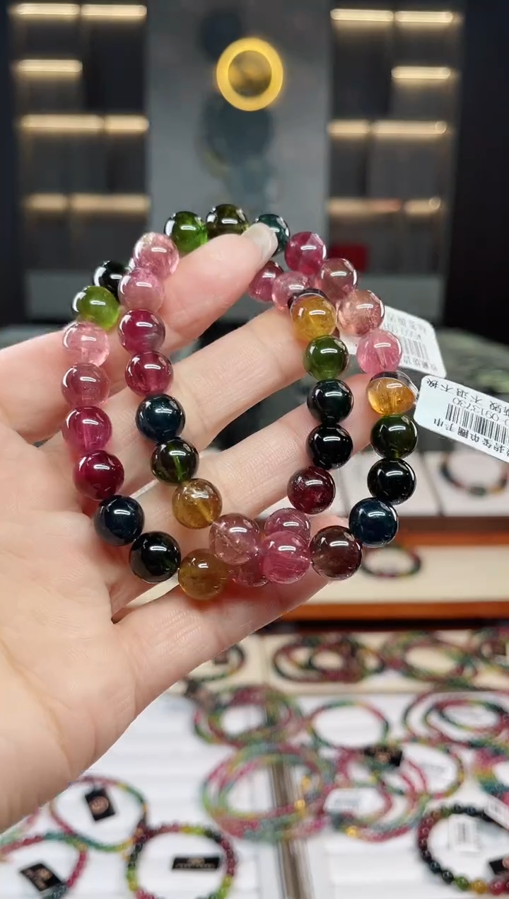 未镶嵌老矿碧玺单圈手串9mm+碧玺（多样性发一条）T