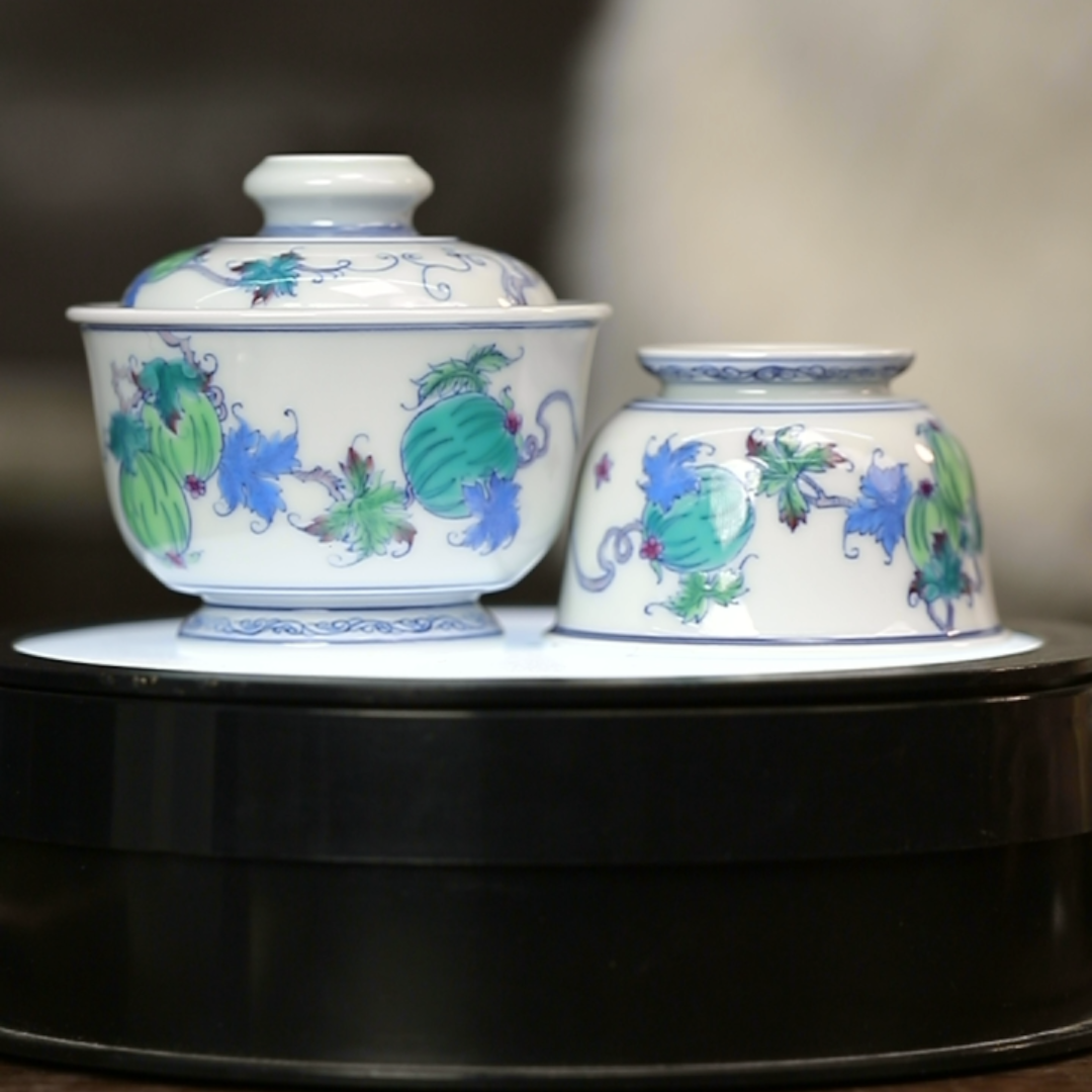 12.2/m480+m480/斗彩瓜果盖碗+杯