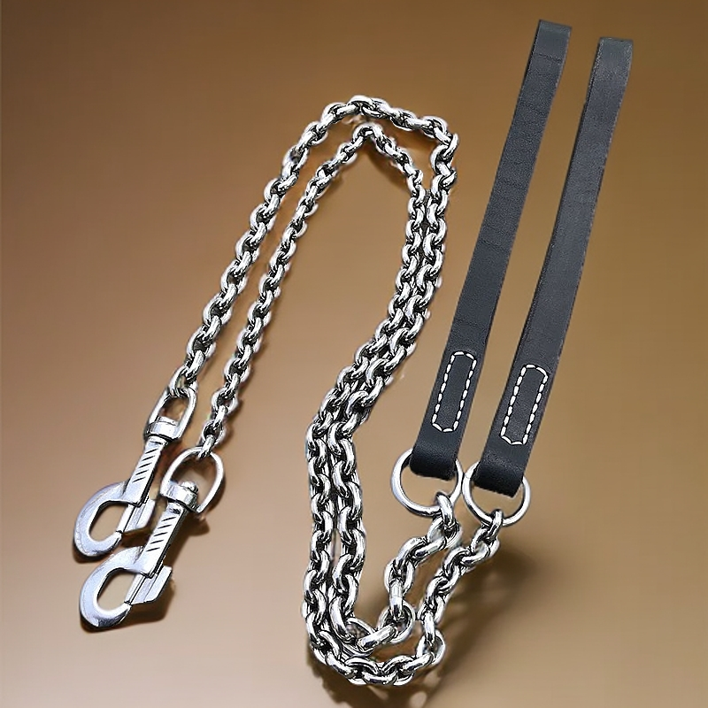 狗狗牵引绳不锈钢牵狗链中大型犬专用遛狗绳防咬耐磨马犬杜宾德牧