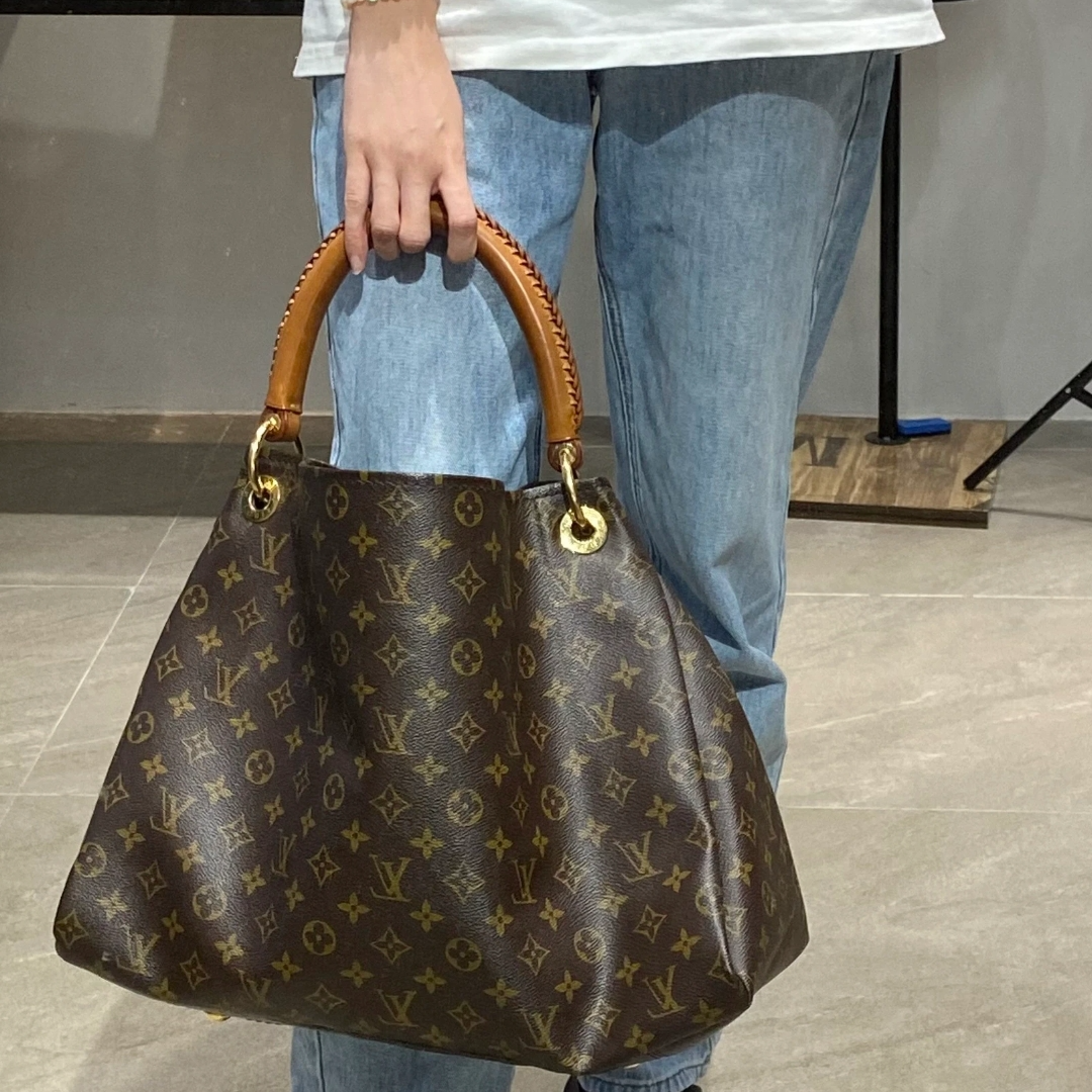 95新 LouisVuitton/路易威登 茉上/编制手柄 artsy 老花托特