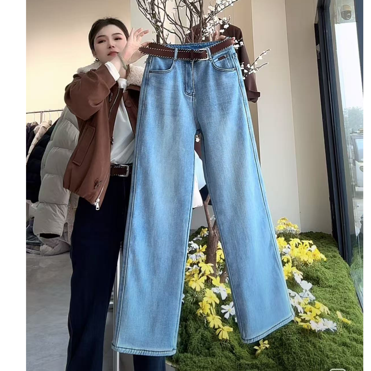 【小洁家女装】二姐打版加绒加厚牛仔裤（不带腰带）