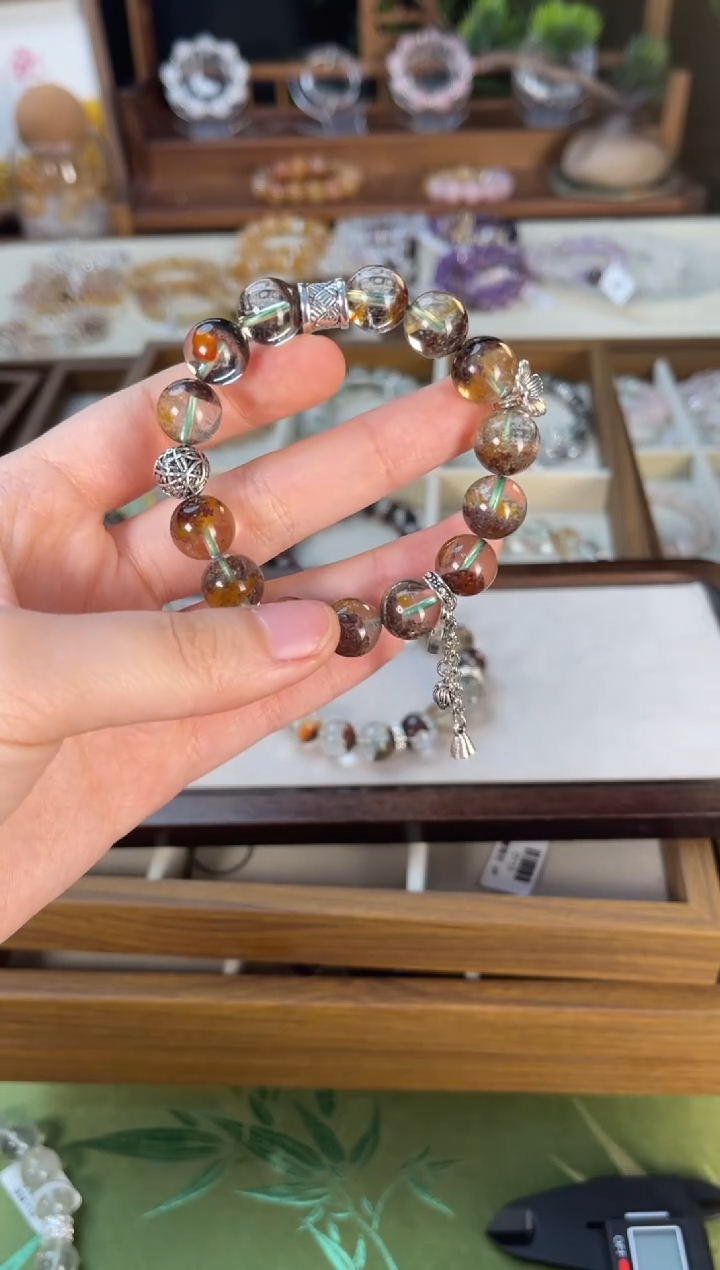 【闪购商品】水晶手串合金11mm+绿幽灵设计款+吊坠