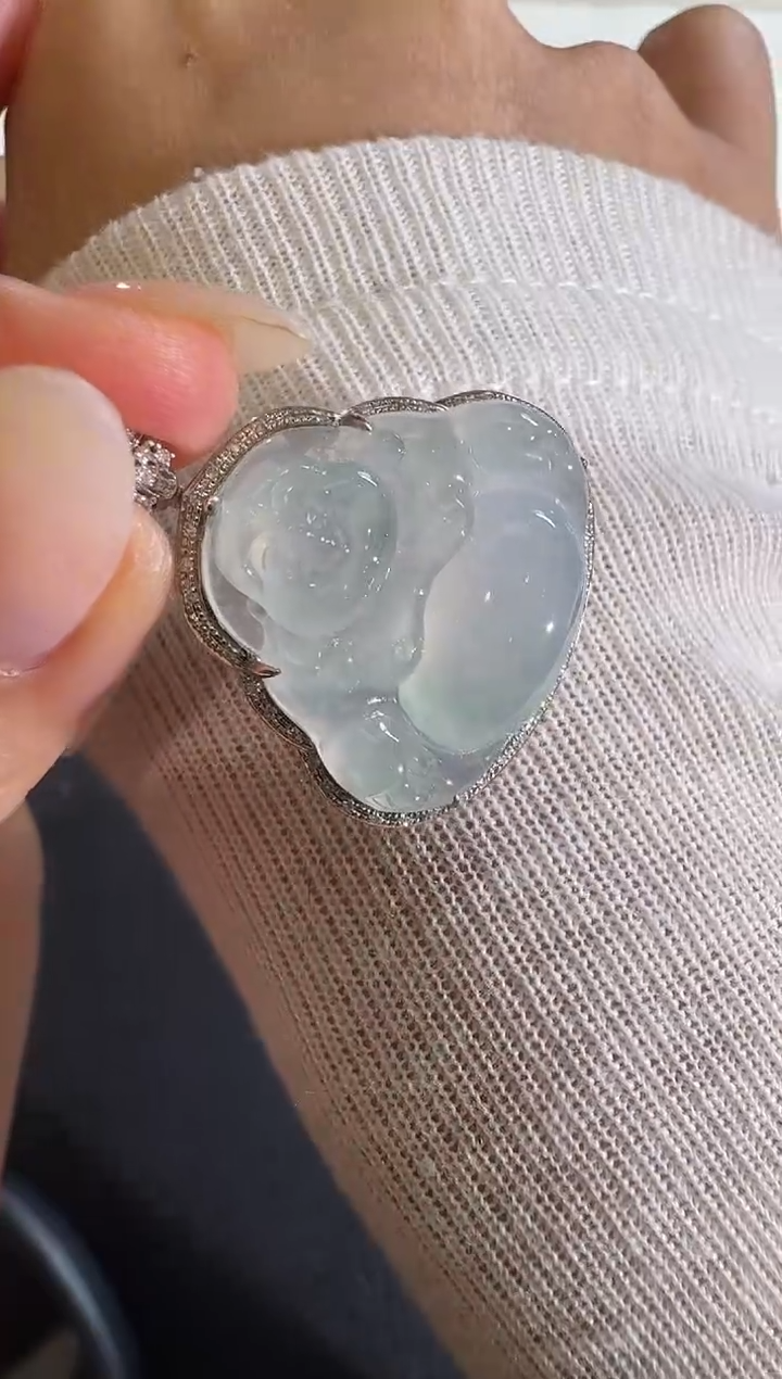 【闪购商品】翡翠吊坠(不含链)18K金镶嵌【源头工厂】钻石镶嵌