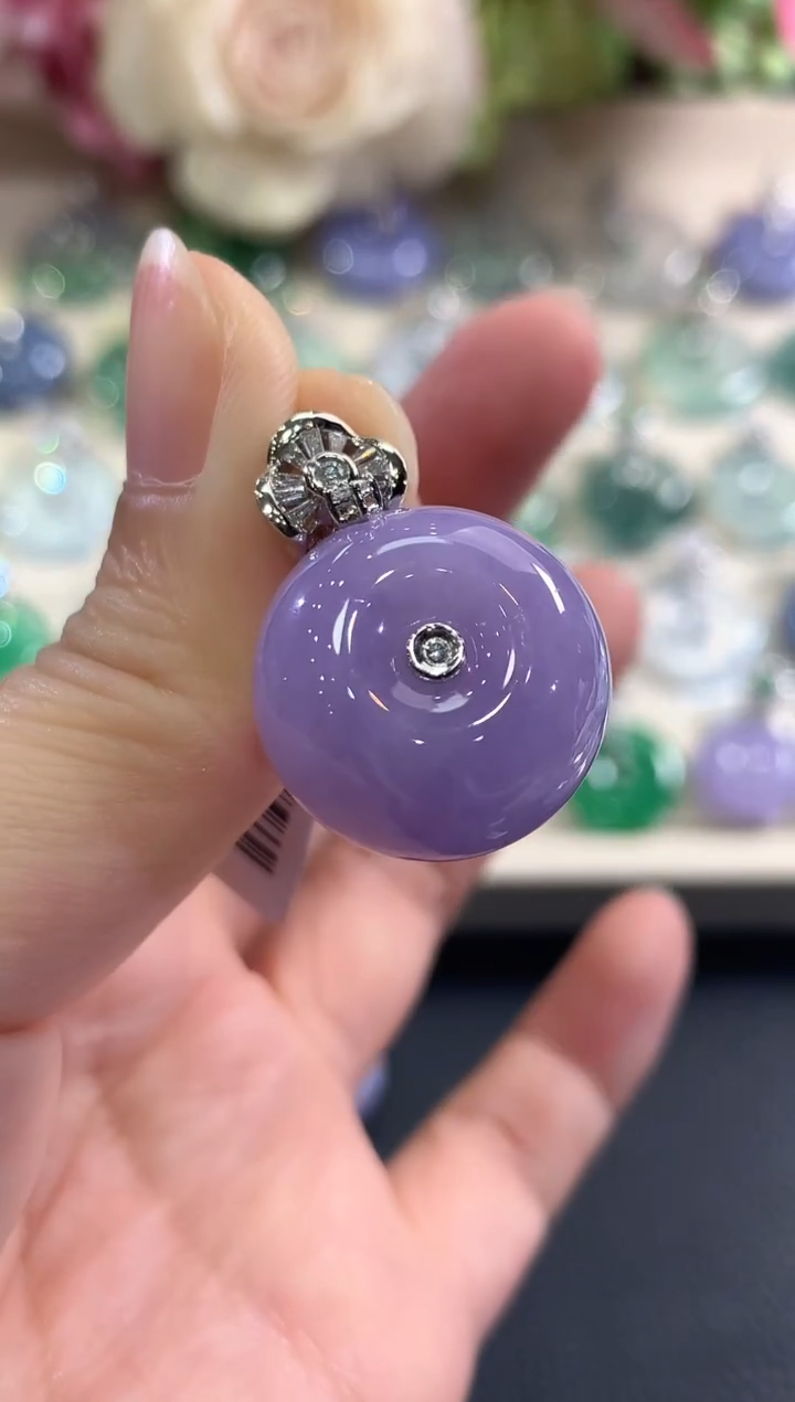 吊坠(不含链)未镶嵌翡翠b71 紫货有色差