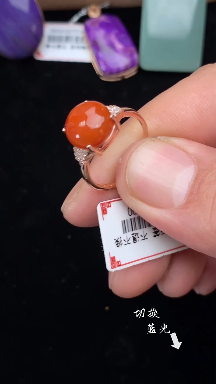 银S925镶嵌南红玛瑙戒指多样性发一